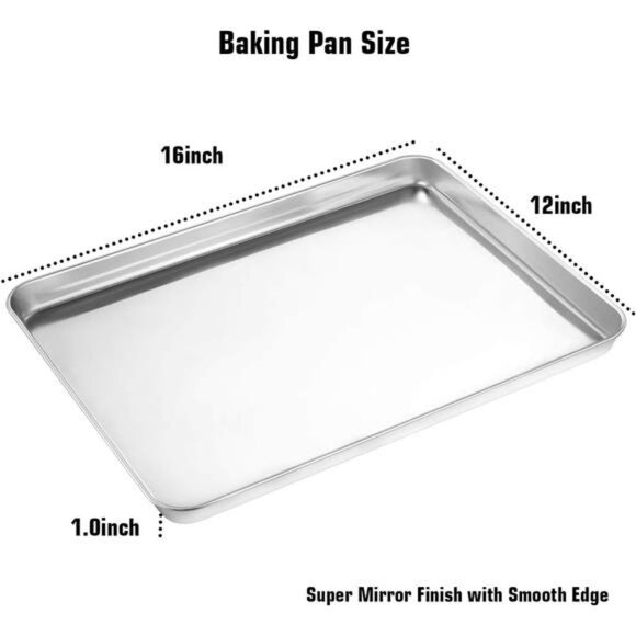 Baking Sheet with Silicone Mat Set, Stainless Steel Cookie Pan with Baking Mat - Picture 3 of 8